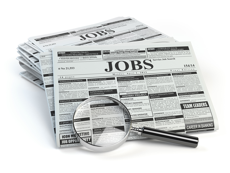Picture of a newspaper jobs section.