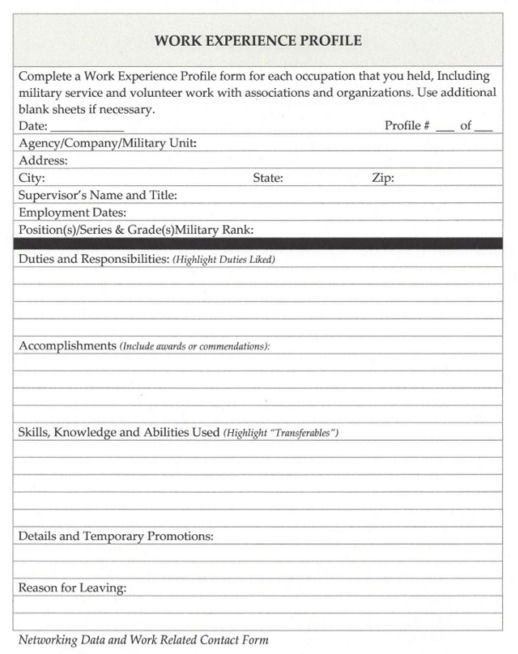Work Experience Profile